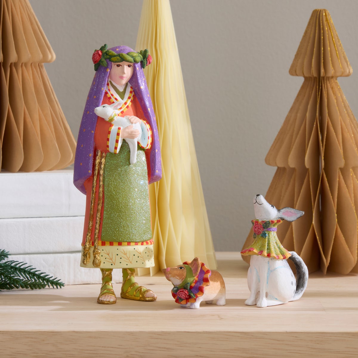 Patience Brewster Nativity Shepherdess with Dog Figures - Image 2
