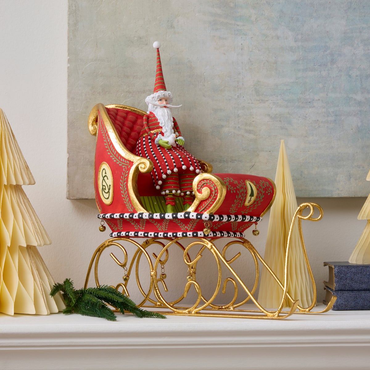 Patience Brewster Dash Away Sitting Santa & Sleigh Figure Set - Image 3