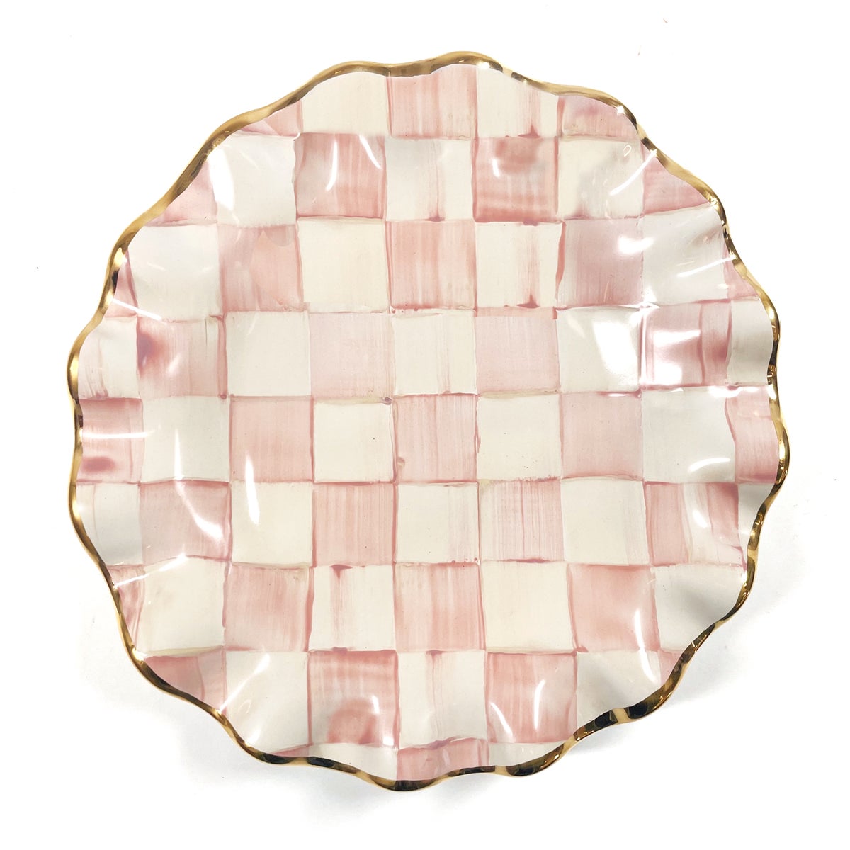 Rosy Check Ceramic Fluted Dessert Plate