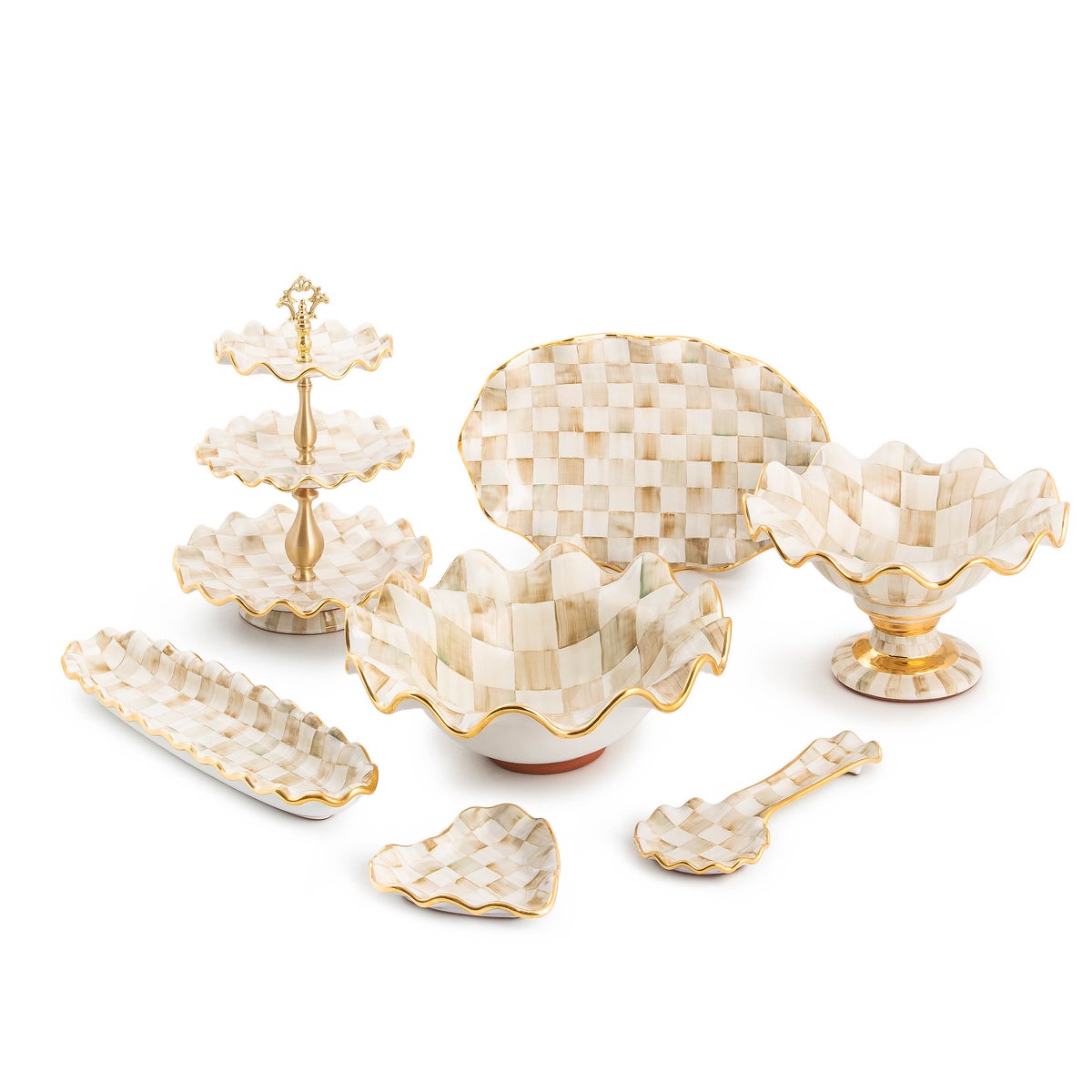 Parchment Check Fluted Heart Plate - Image 3