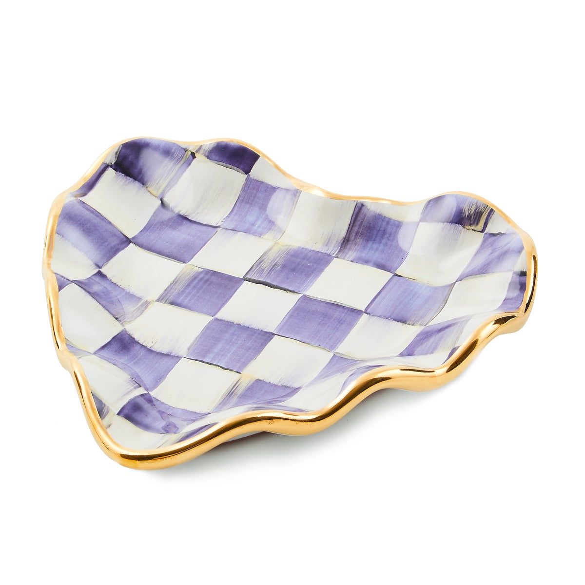 Violet Check Fluted Ceramic Heart Plate - Image 3