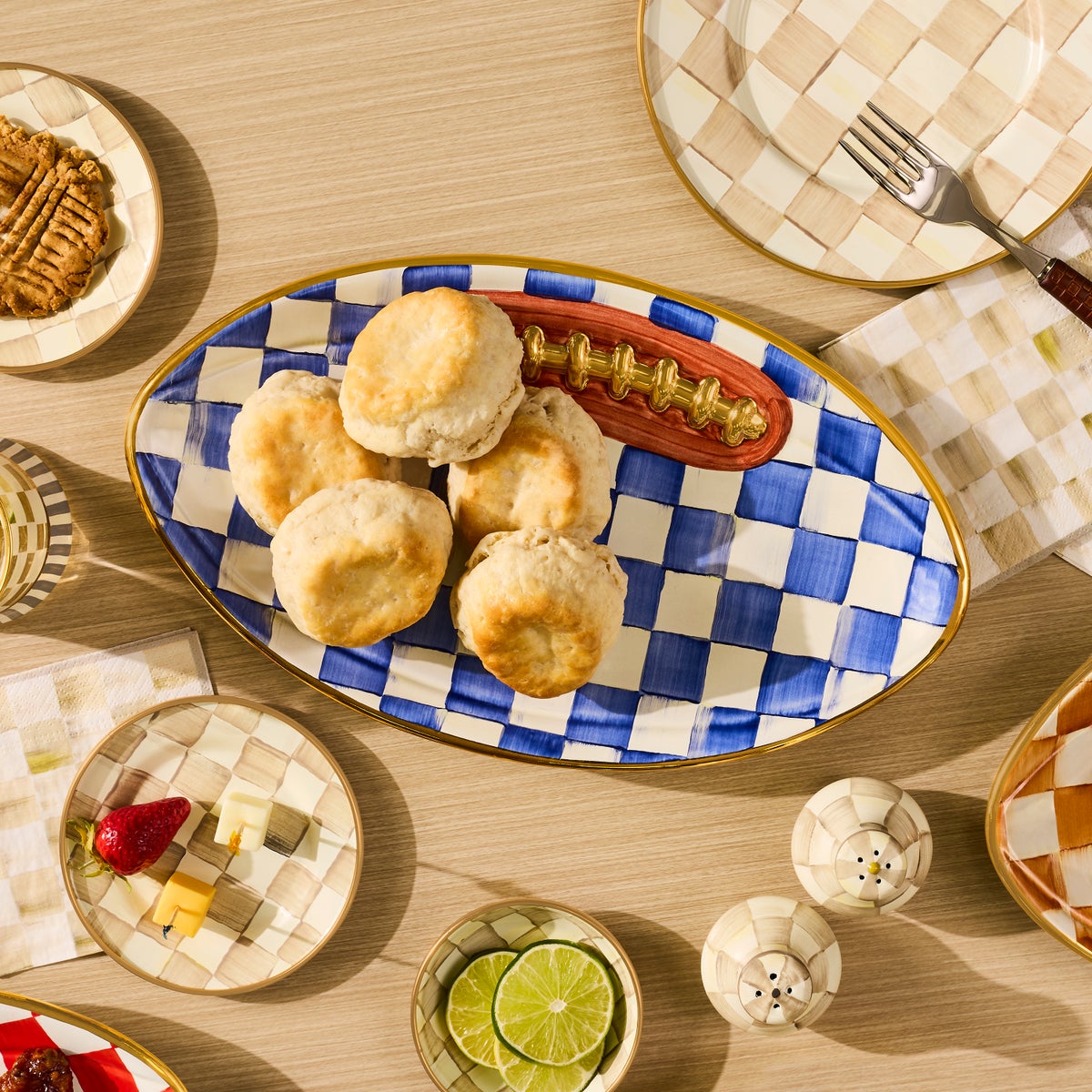 Royal Check Ceramic Football Platter - Image 2