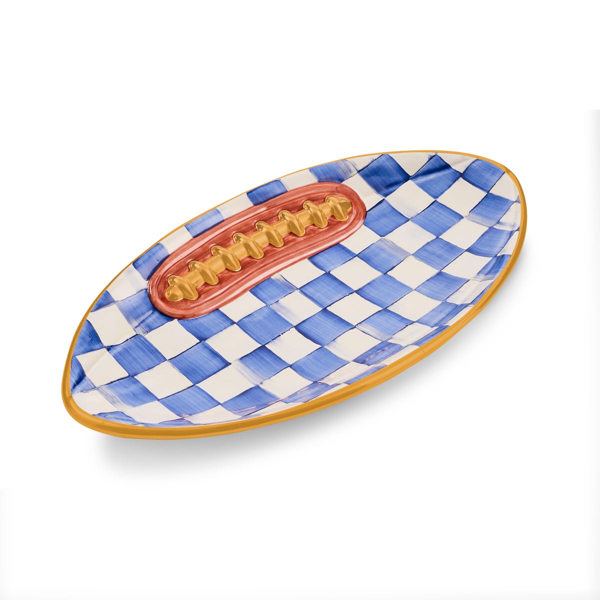 Royal Check Ceramic Football Platter - Image 3