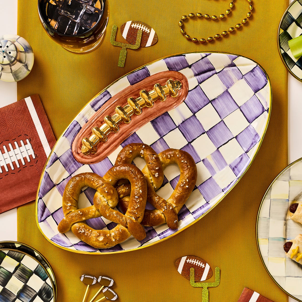 Violet Check Football Platter - Image 2