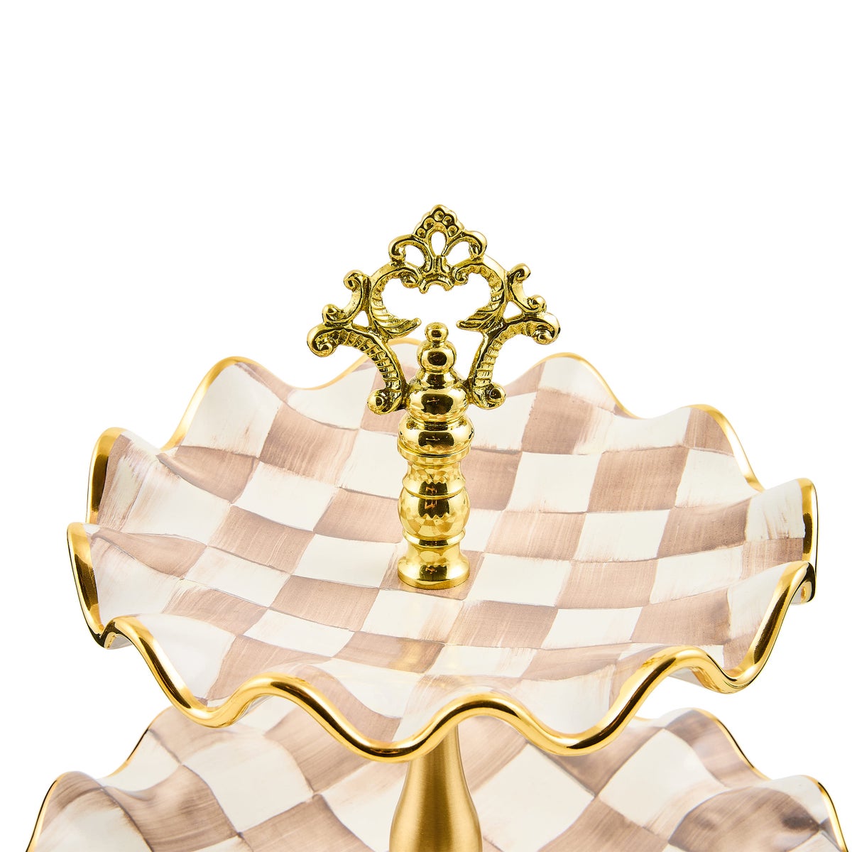 Mocha Check Ceramic Three Tier Sweet Stand - Image 3