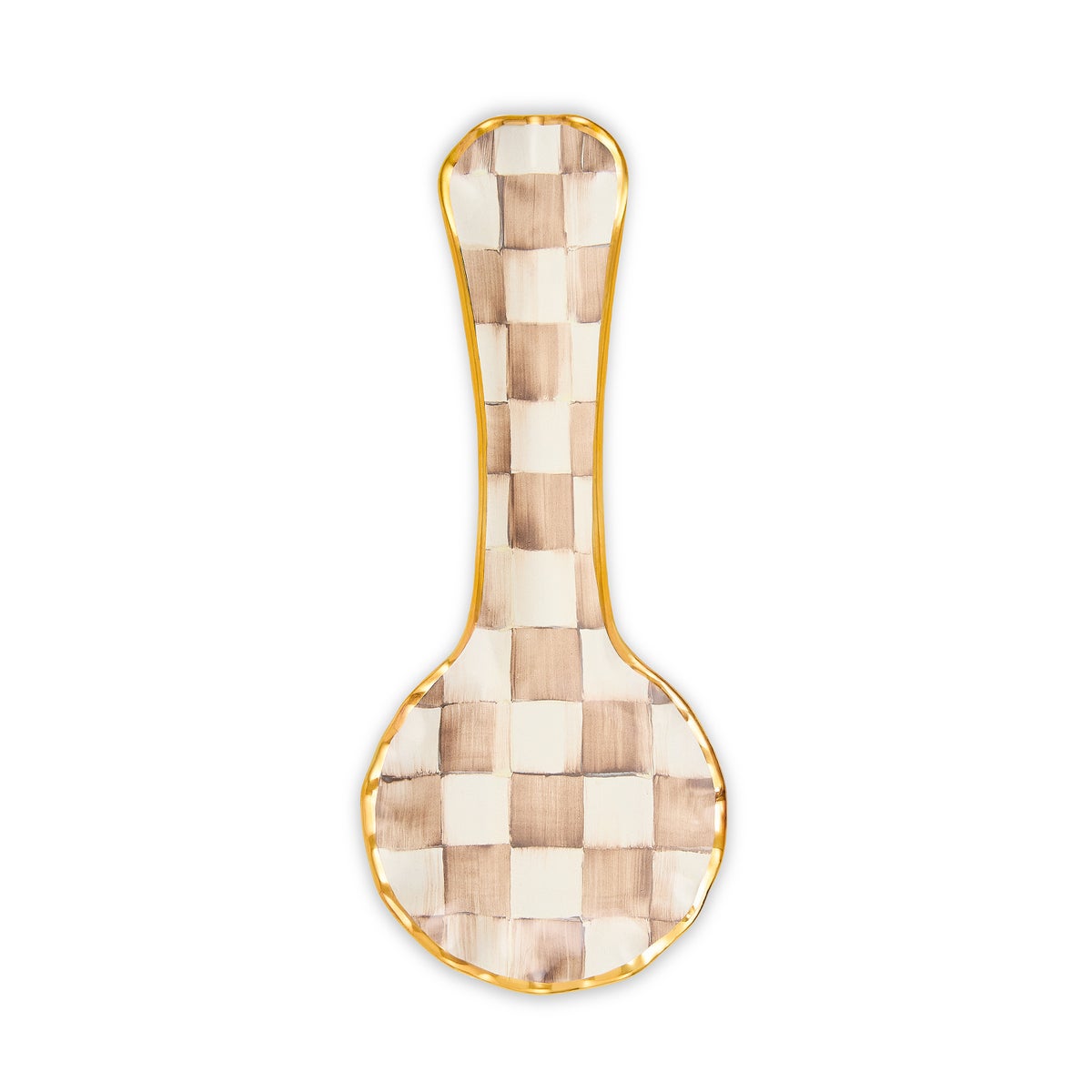 Mocha Check Ceramic Spoon Rest - Image 3