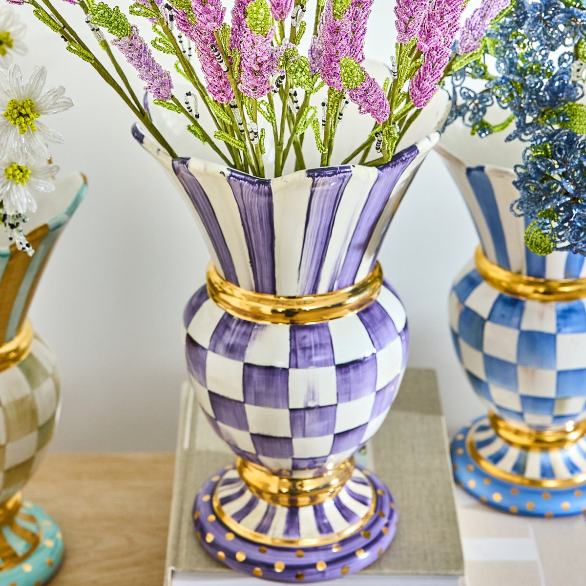 Violet Check Ceramic Great Vase - Image 5