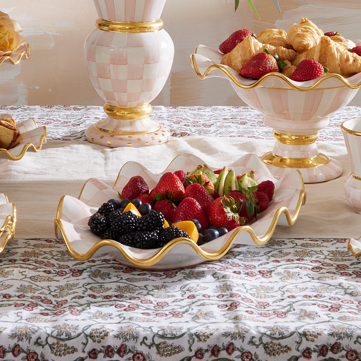 Rosy Check Ceramic Serving Platter - Image 2