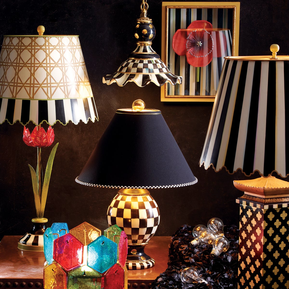 Courtly Check Medium Ceramic Pendant Lamp - Image 5