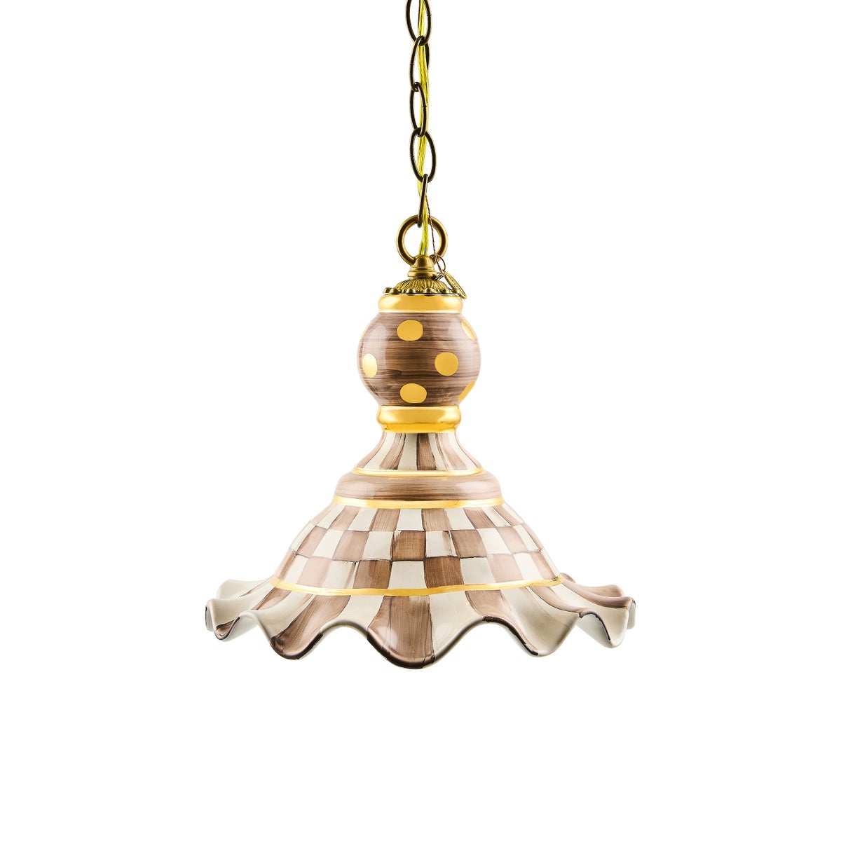 Mocha Check Ceramic Fluted Hanging Lamp