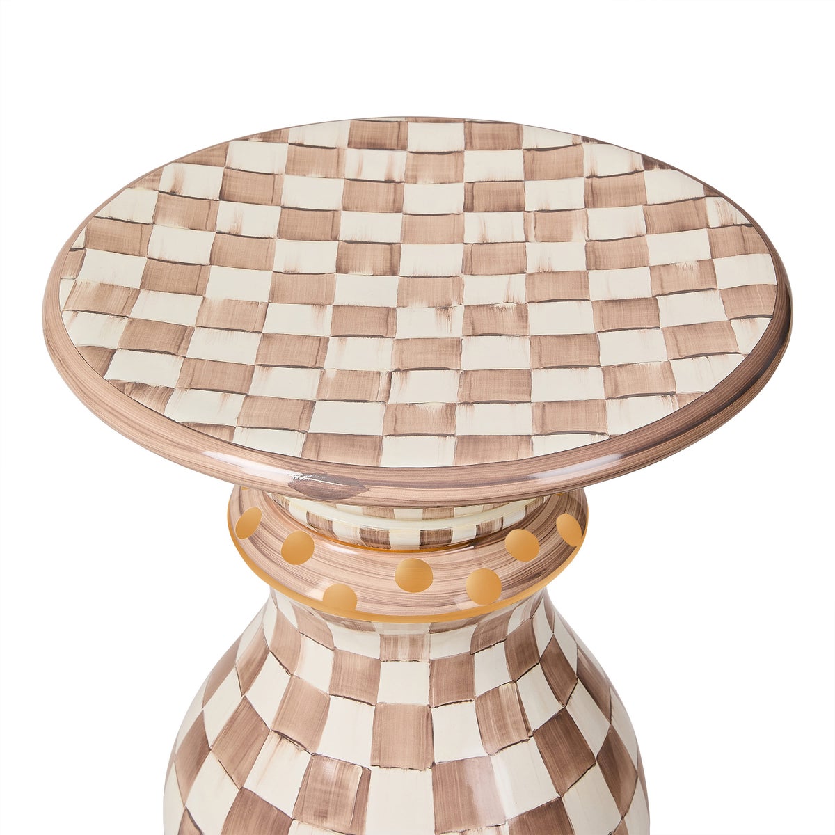 Mocha Check Ceramic Pedestal Table Base - Image 3