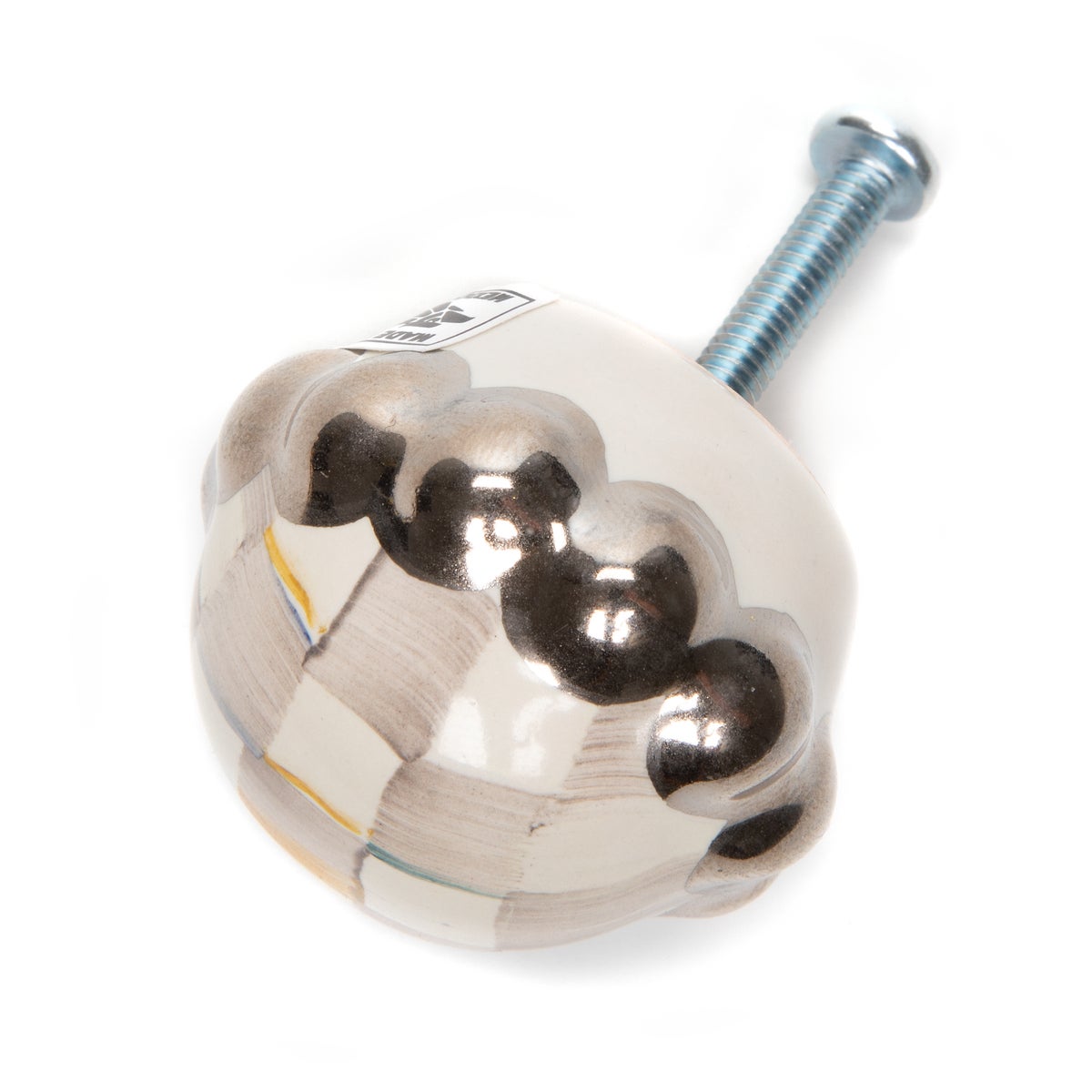 Sterling Check Petit Four Round Knob - Image 3