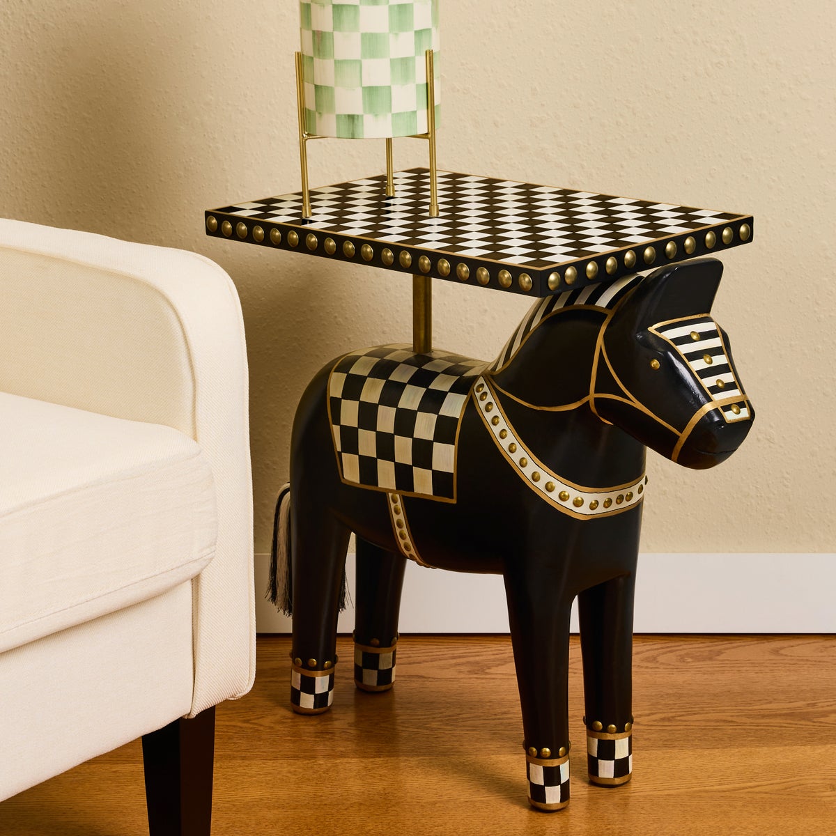 Courtly Check Carved Horse Table - Image 2