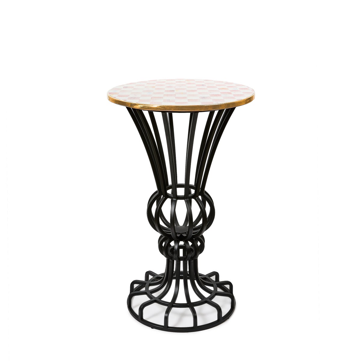 Rosy Check Pedestal Accent Table