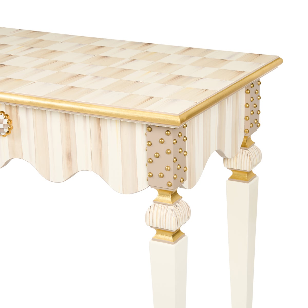 Mocha Check & Stripe Console Table - Image 4
