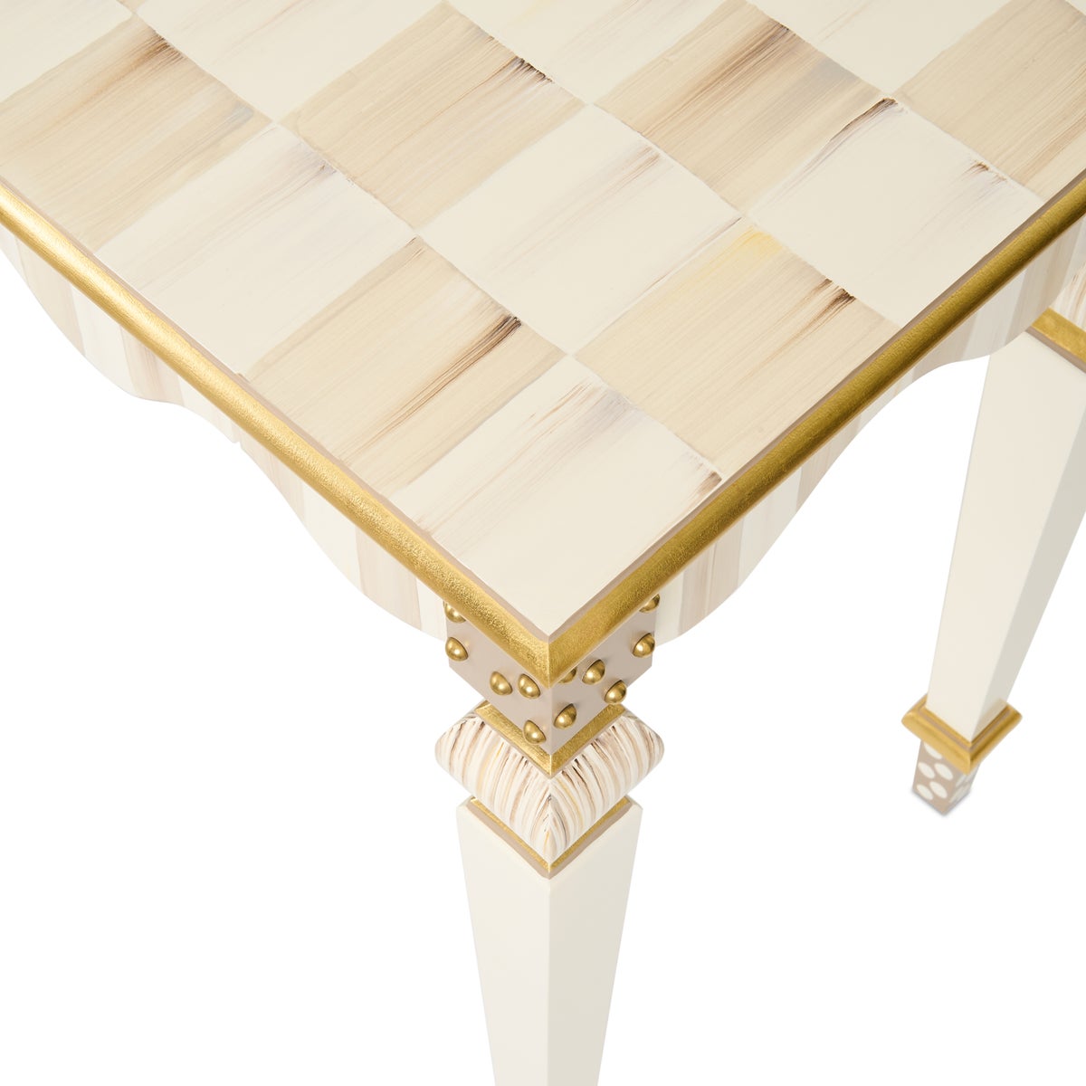 Mocha Check & Stripe Console Table - Image 5
