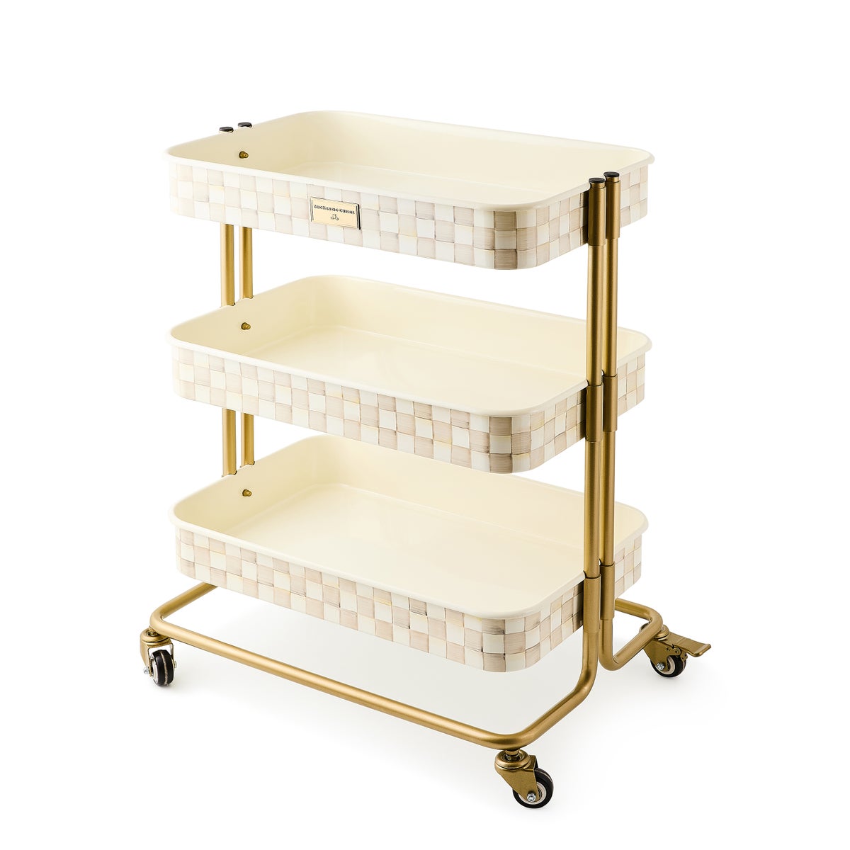 Mocha Check 3-Tier Kitchen Cart - Image 5