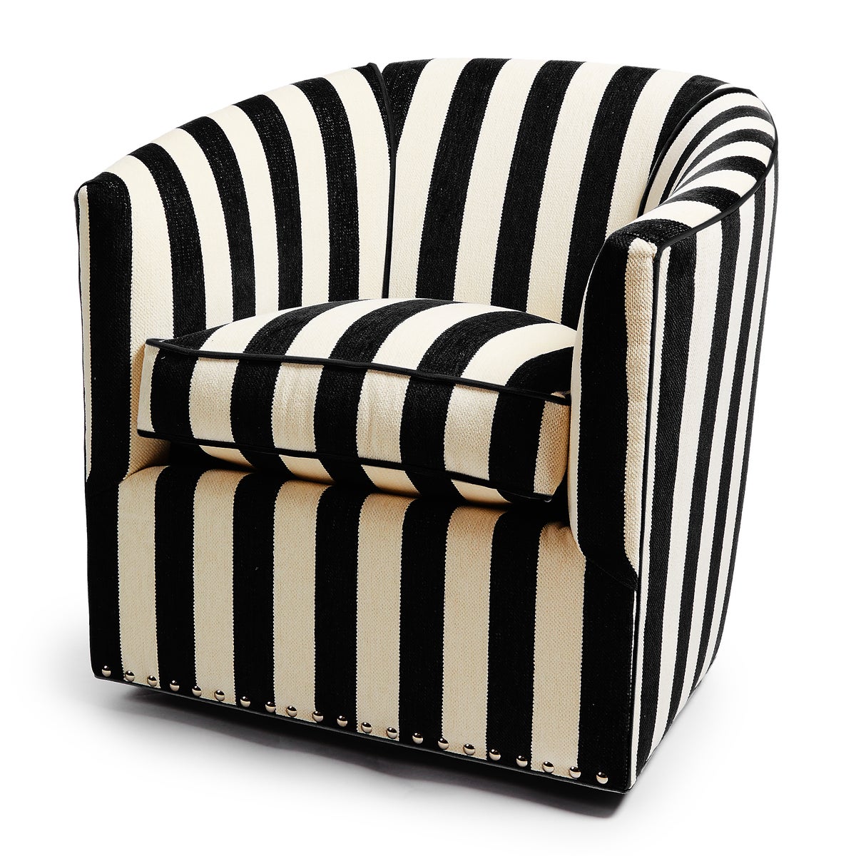 Marquee Black Stripe Chenille Swivel Chair - Image 5
