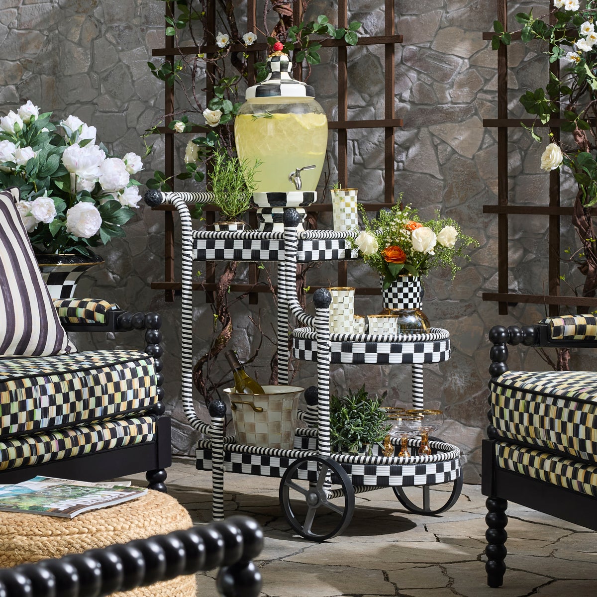 Gambit Check Outdoor Bar Cart - Image 4