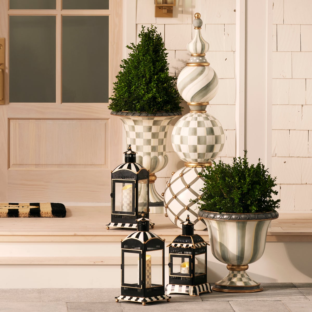 Courtly Stripe Large Candle Lantern - Image 2