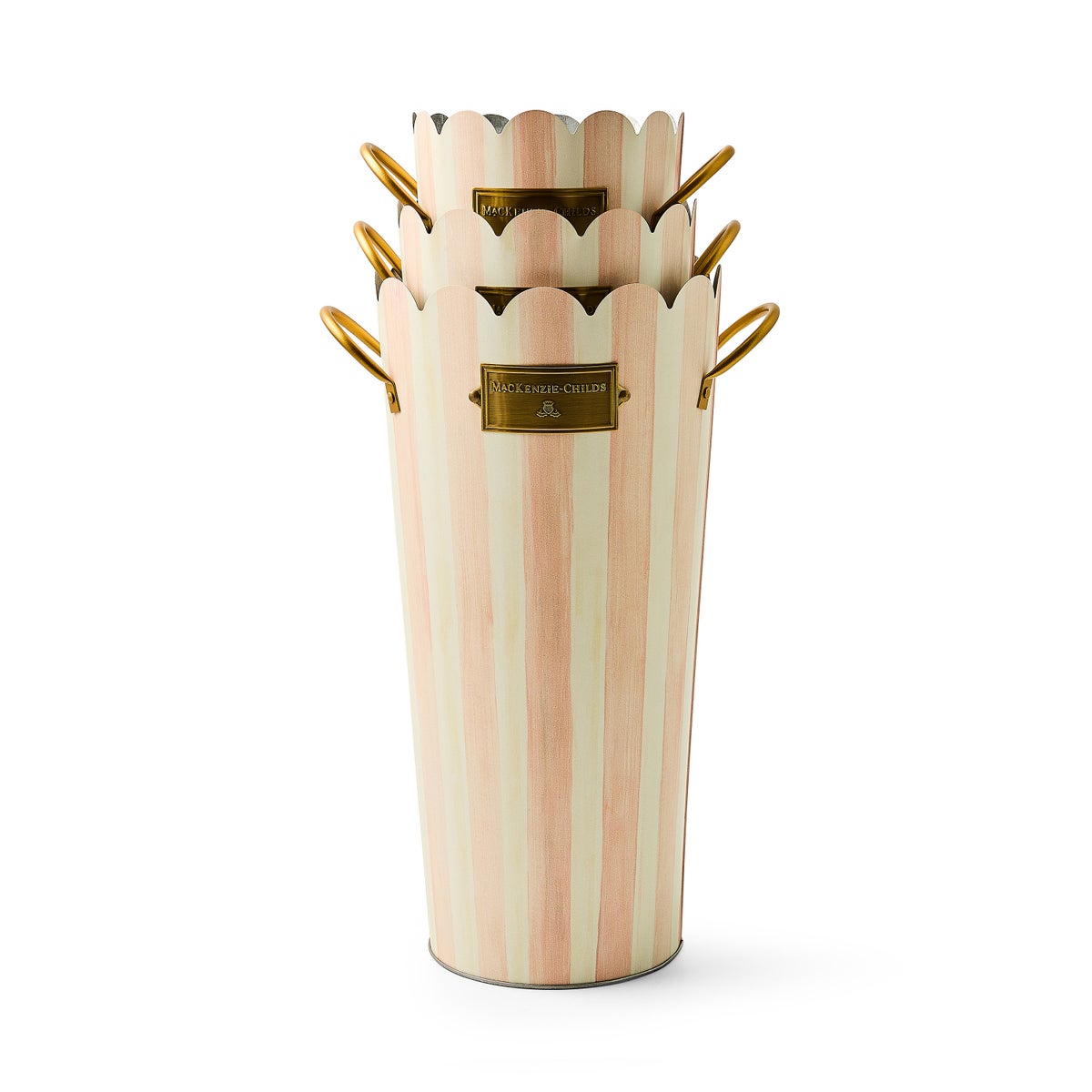 Rosy Stripe Flower Buckets, Set of 3 - Image 3