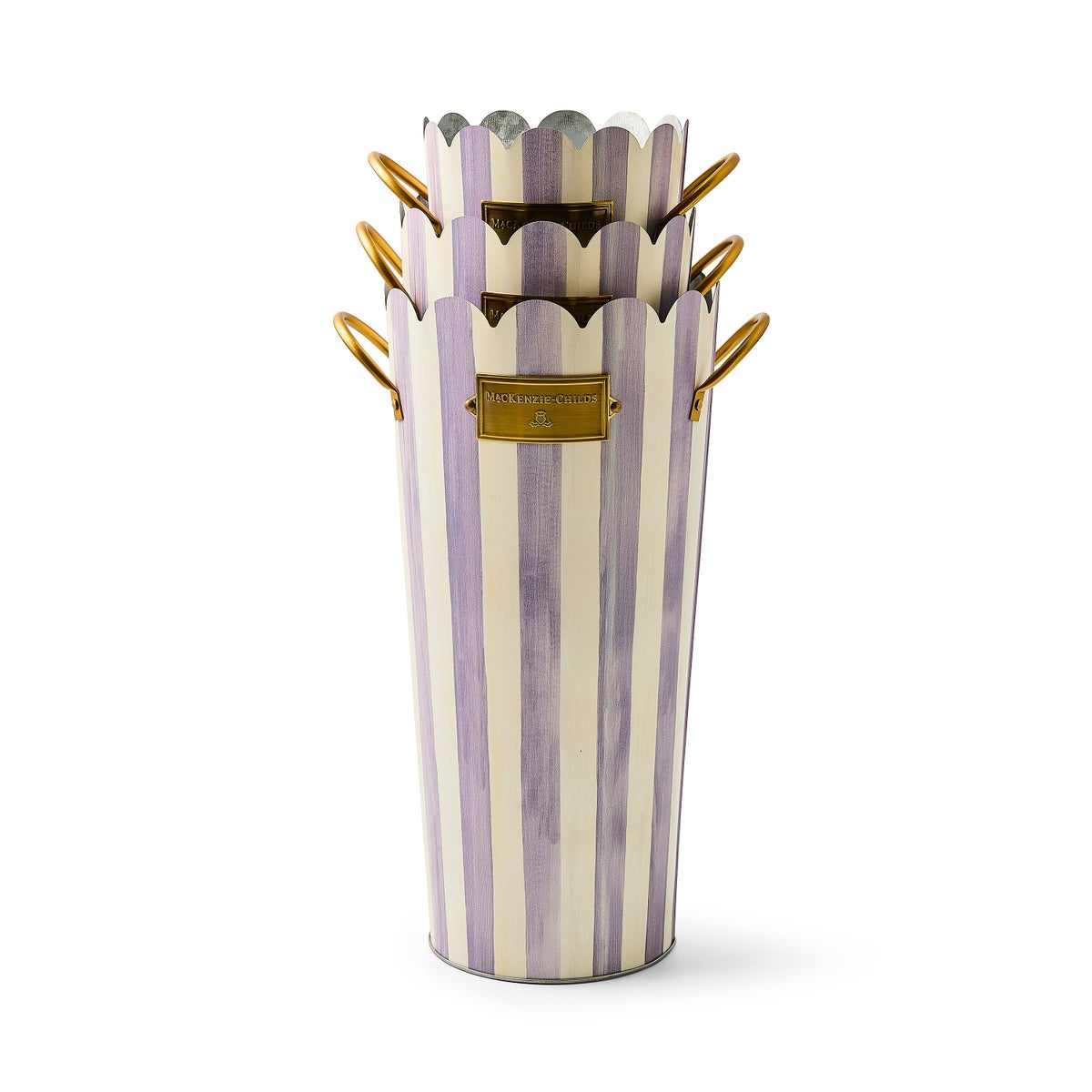 Violet Stripe Flower Buckets, Set of 3 - Image 2