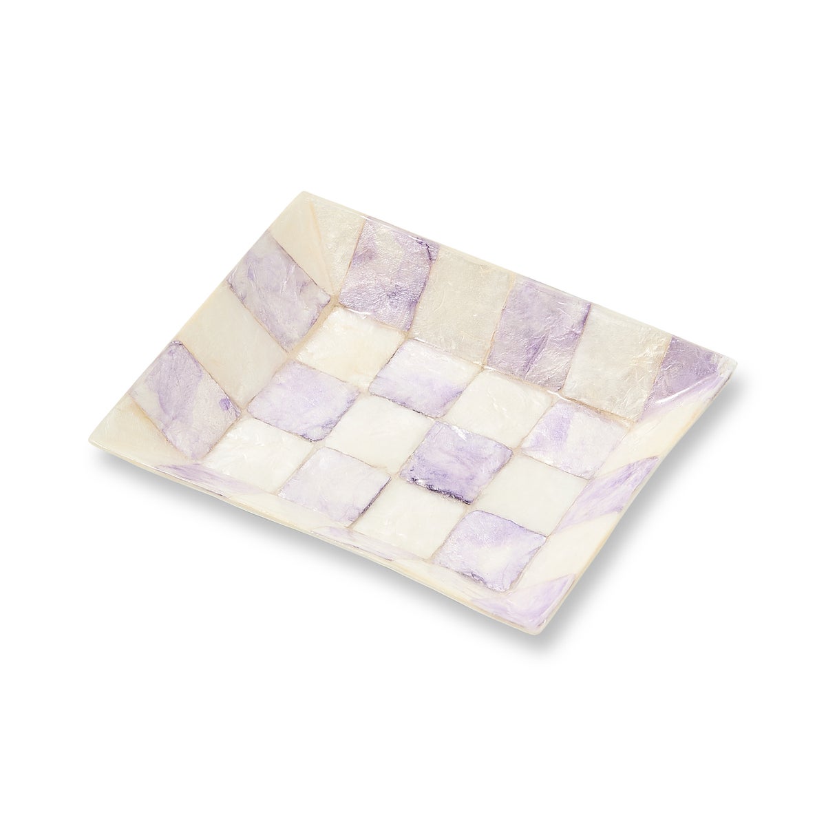 Violet Check Capiz Soap Dish