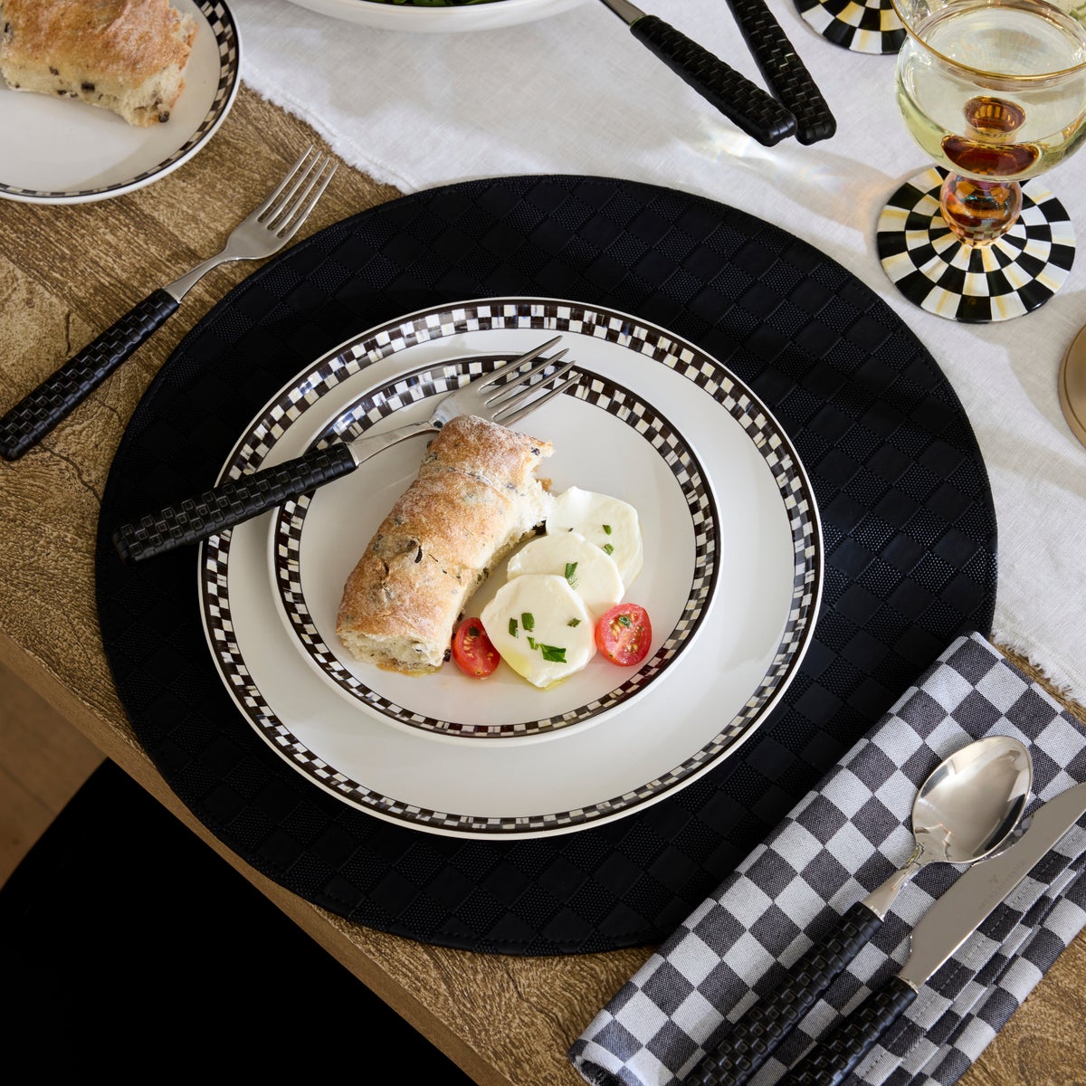 Black Check Faux Leather Placemat - Image 2