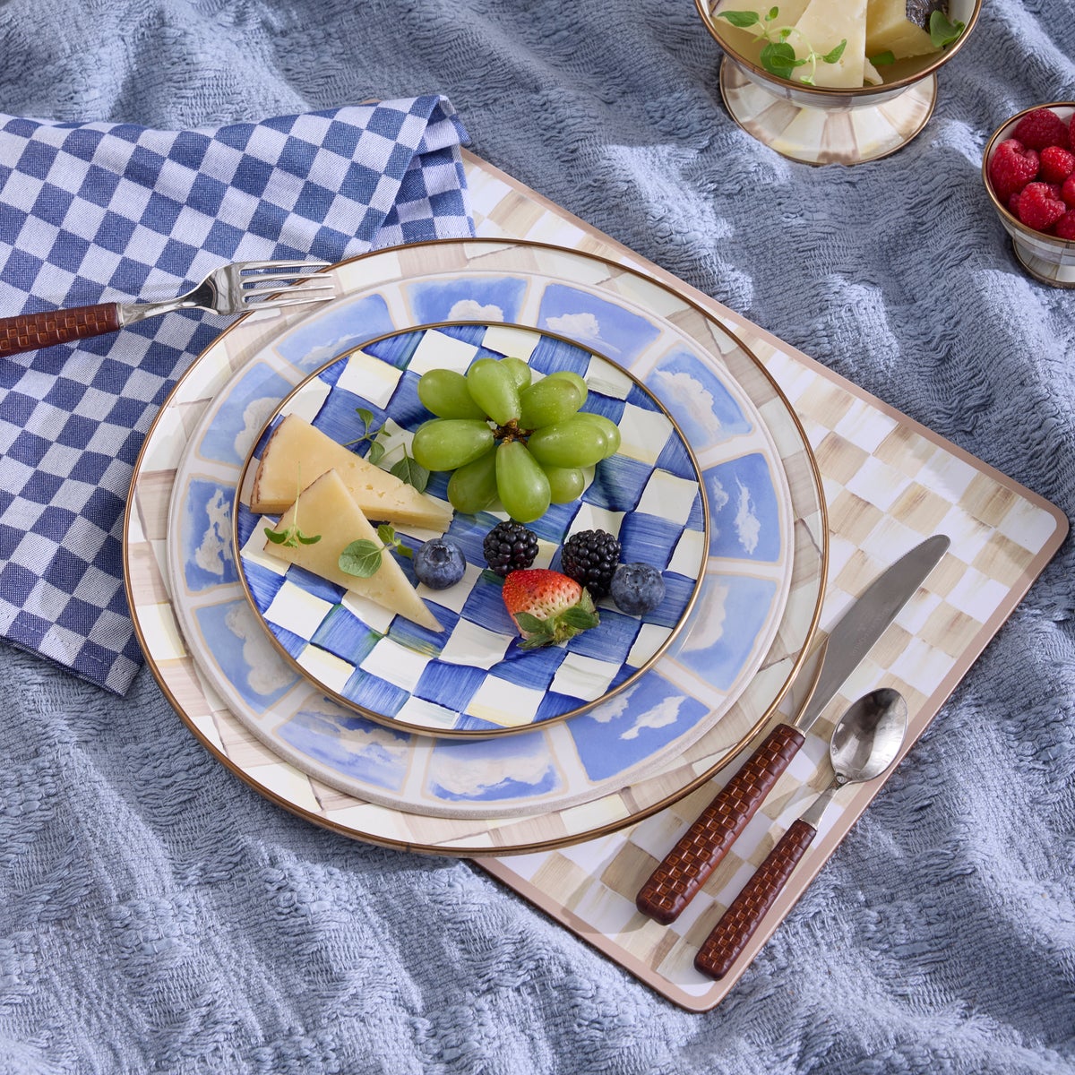 Mocha Check Cork Back Placemats, Set of 4 - Image 2