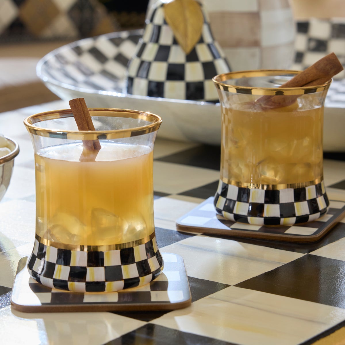 Courtly Checked Cork Back Coasters, Set of 4 - Image 3