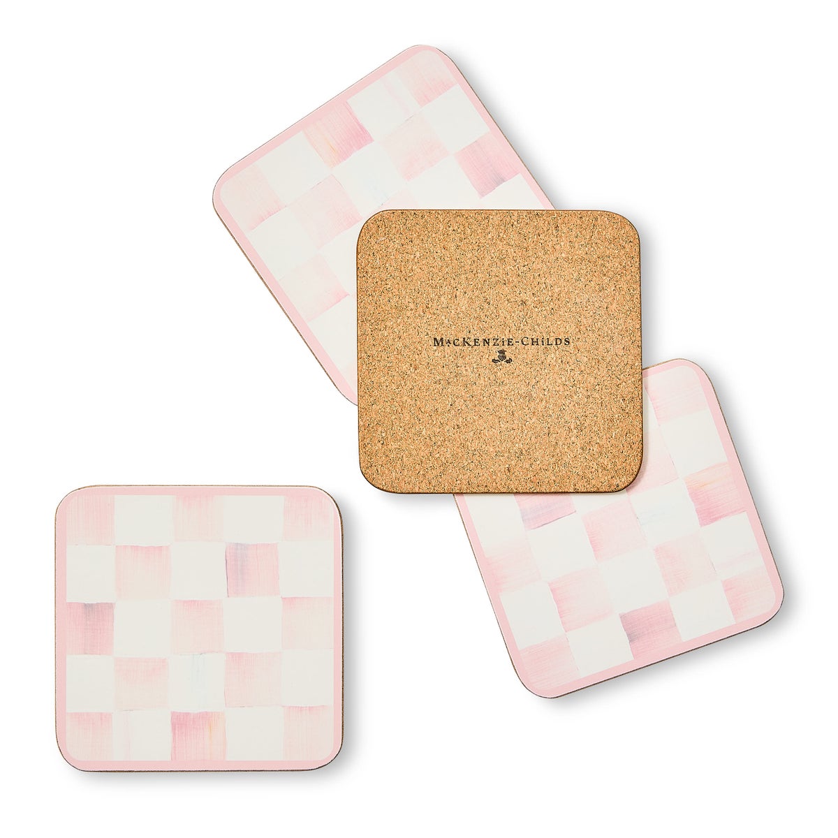 Rosy Check Cork Back Coasters, Set of 4 - Image 5