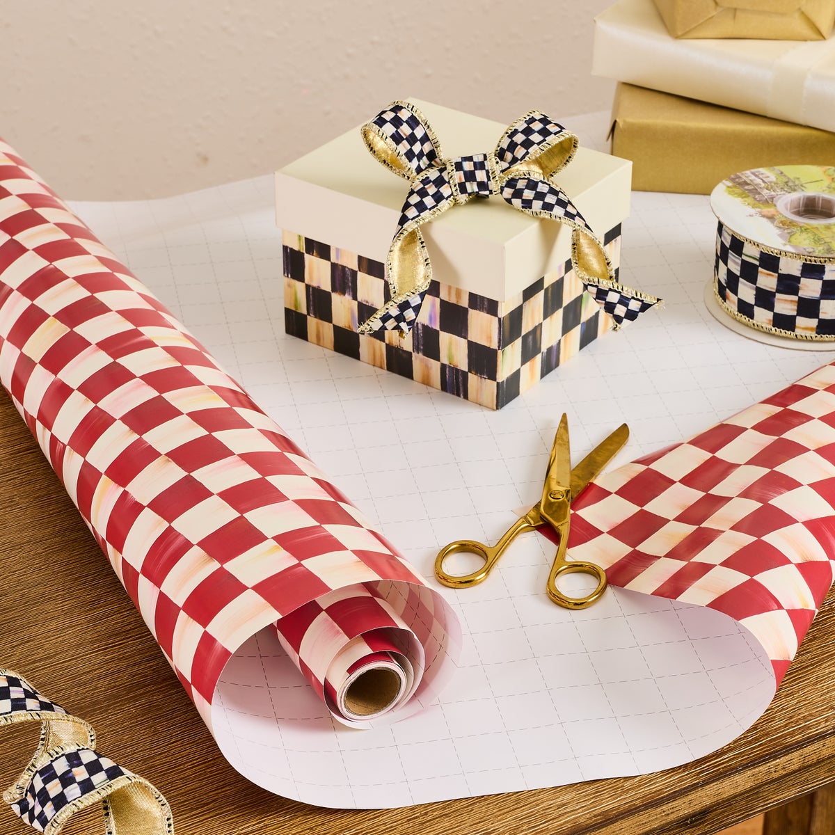Cherry Check Gift Wrap, Set of 2 - Image 2