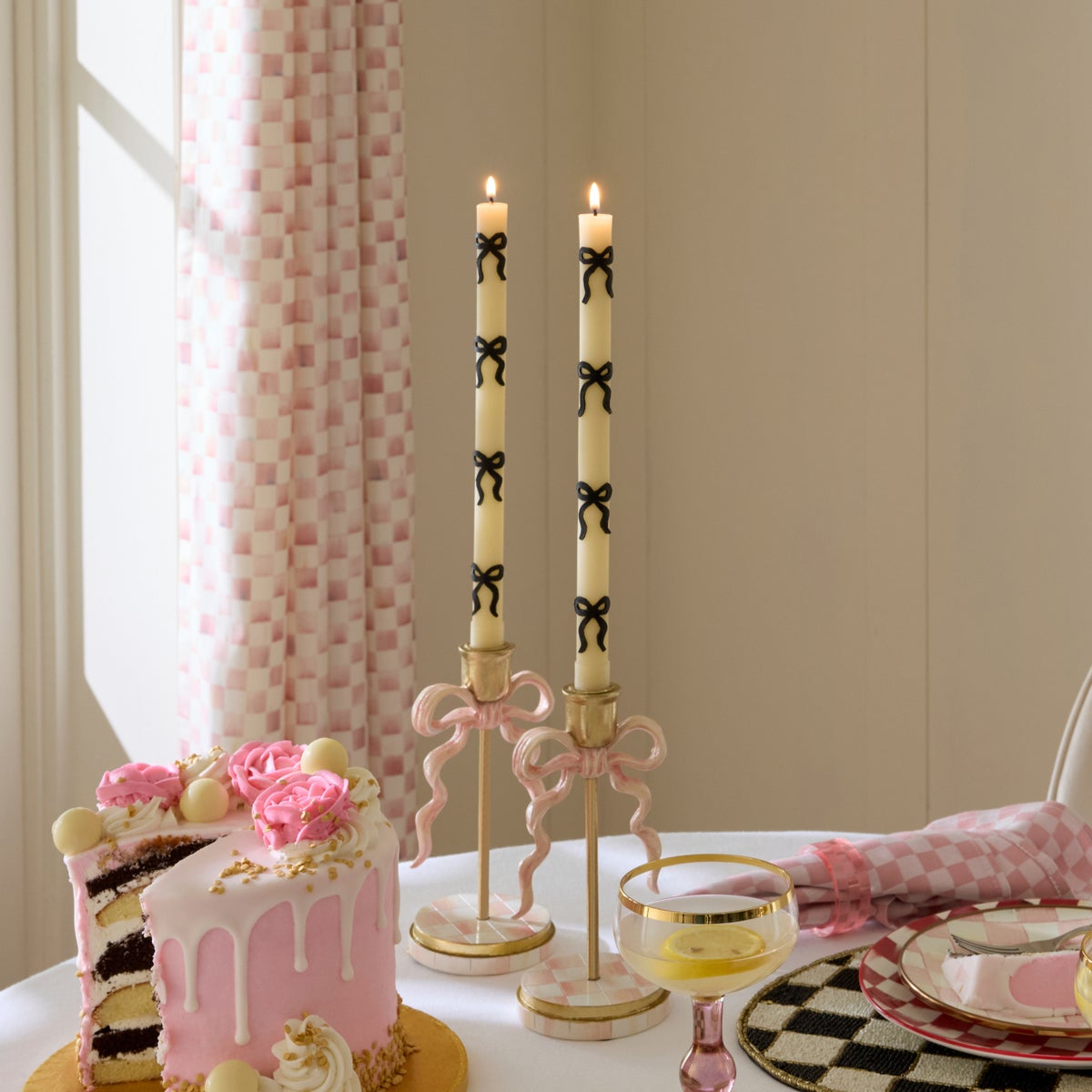 Black Bow Dinner Candles, Set of 2 - Image 2