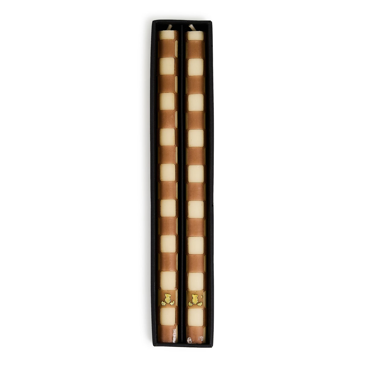 Mocha Check Dinner Candles, Set of 2 - Image 2