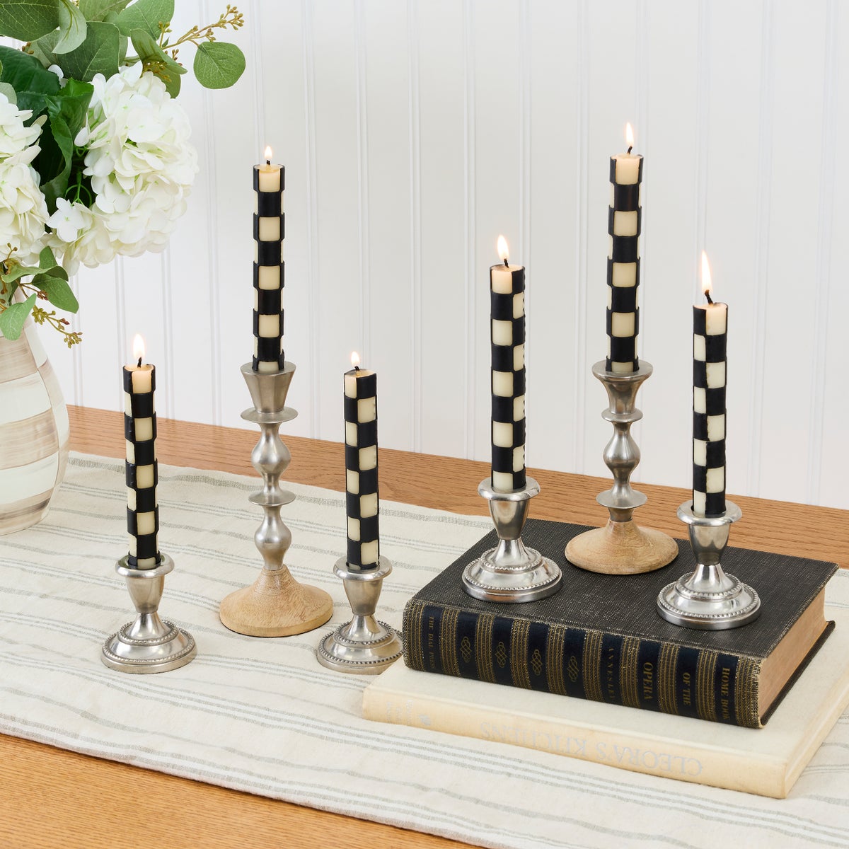 Black Check Mini Dinner Candles, Set of 6 - Image 2