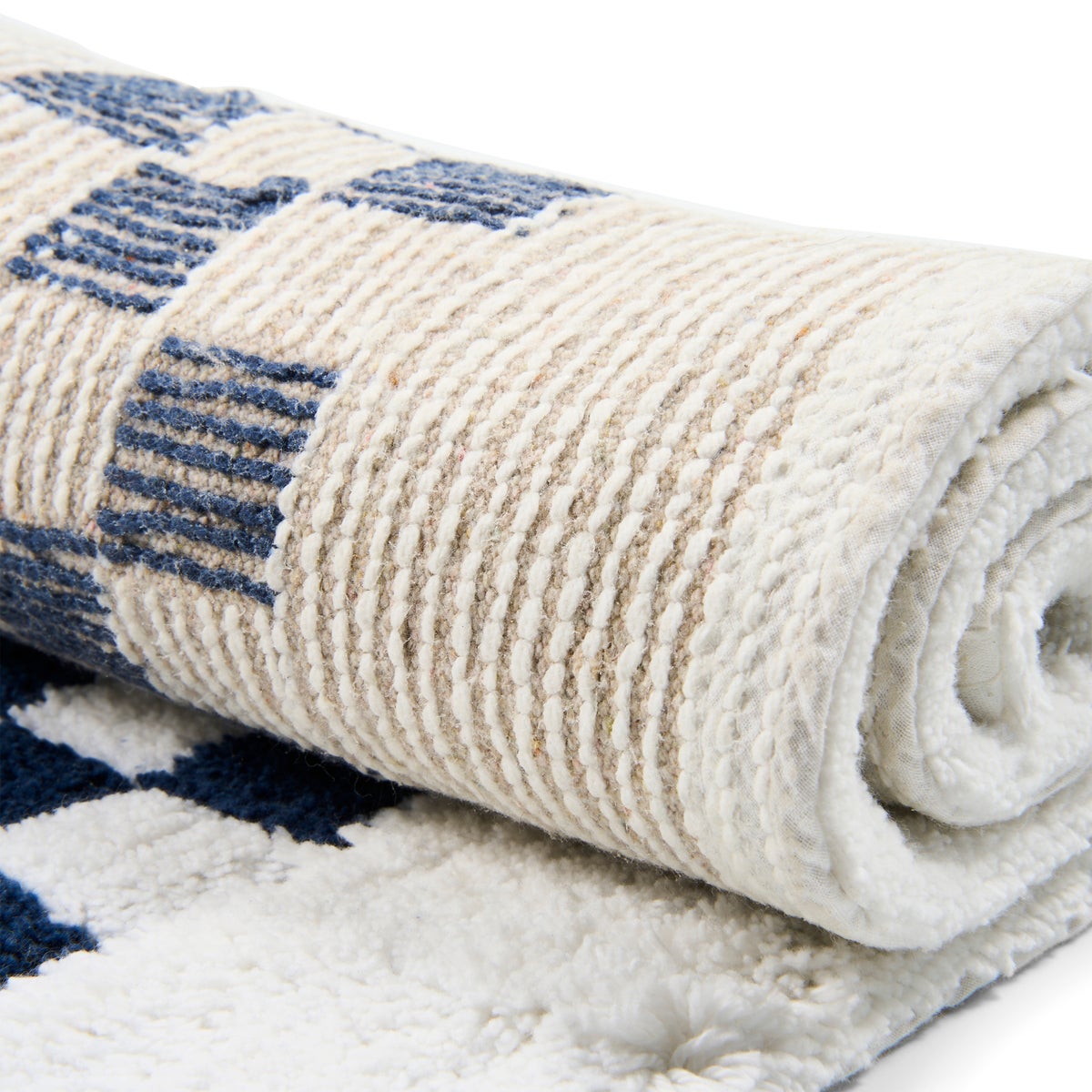 Indigo Blue Check Hotel Bath Rug - Image 3