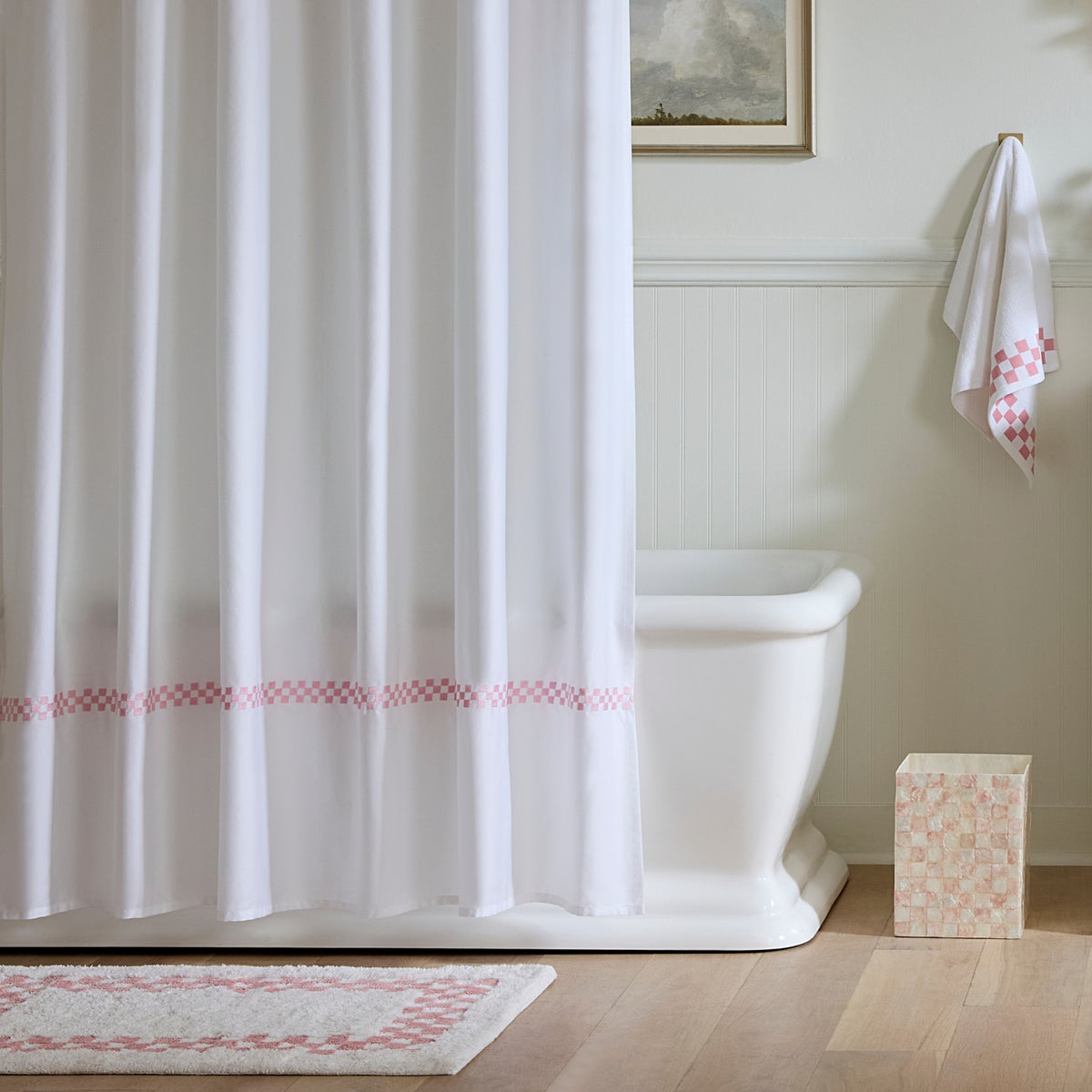 Rosy Check Hotel Bath Rug - Image 2