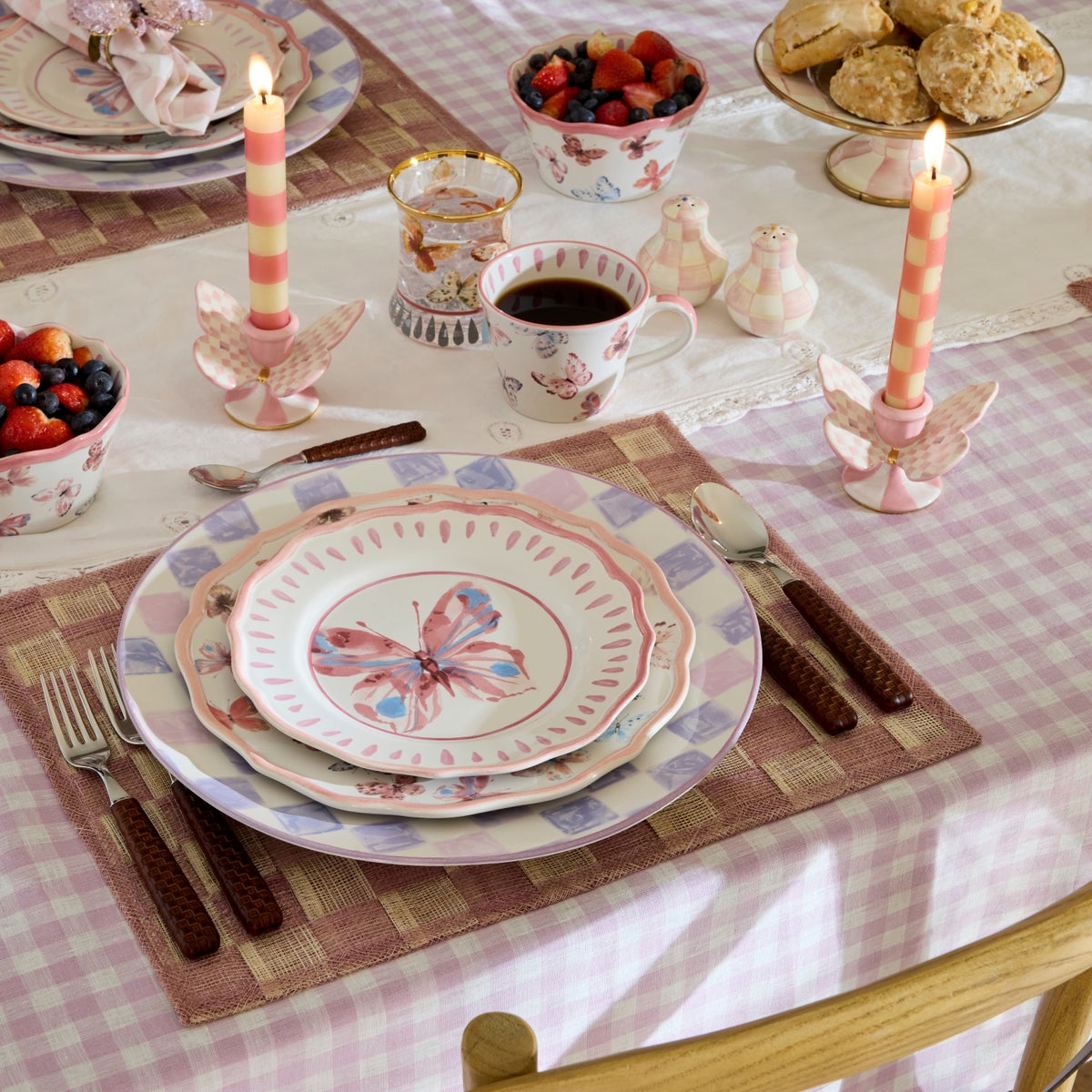 Rosy Check Butterfly Candle Holders, Set of 2 - Image 5