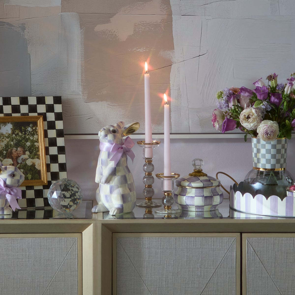 Sterling Check Large Glass Candlestick - Image 4