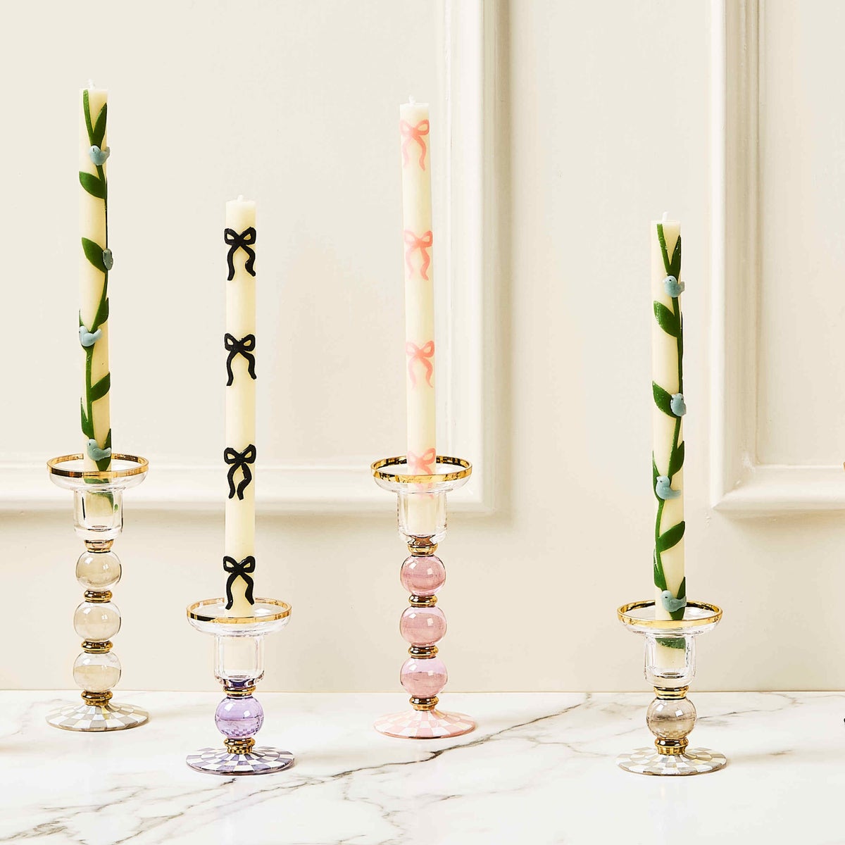 Rosy Check Large Glass Candlestick - Image 2