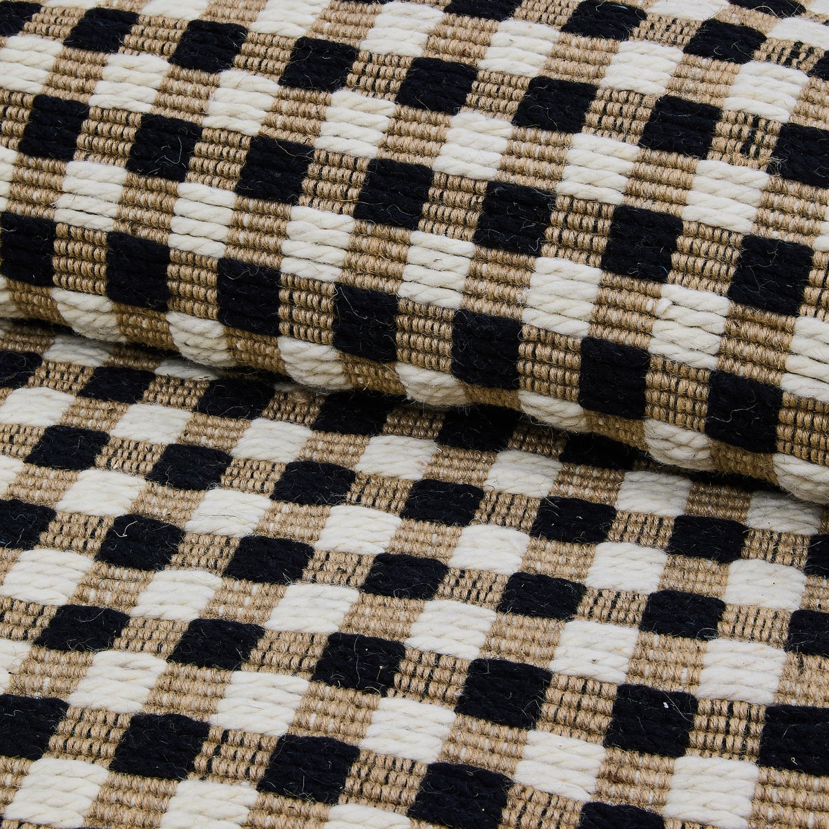 Natural, Black & White Checked 3' x 5' Rug - Image 2