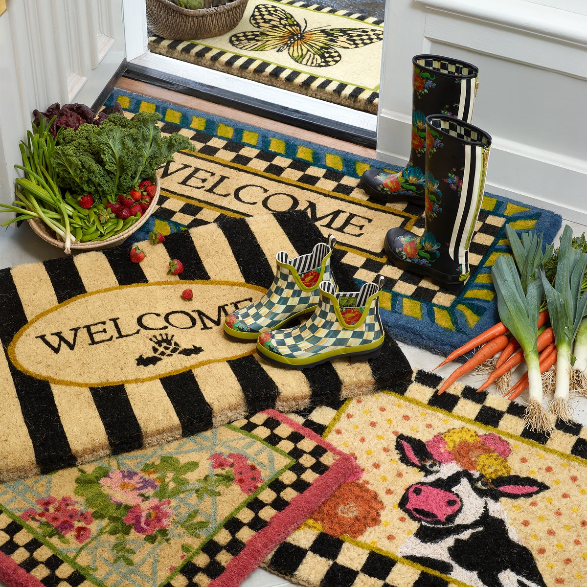 Welcome Periwinkle Double Door Entrance Mat - Image 4