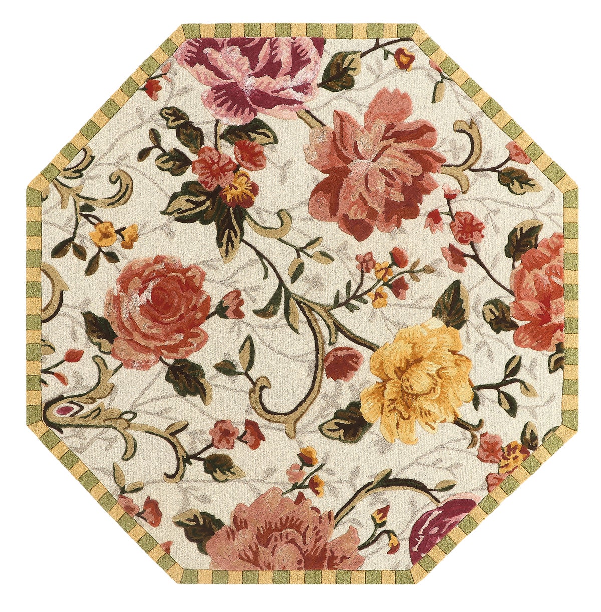 Golden Peonies 6' Octagon Rug