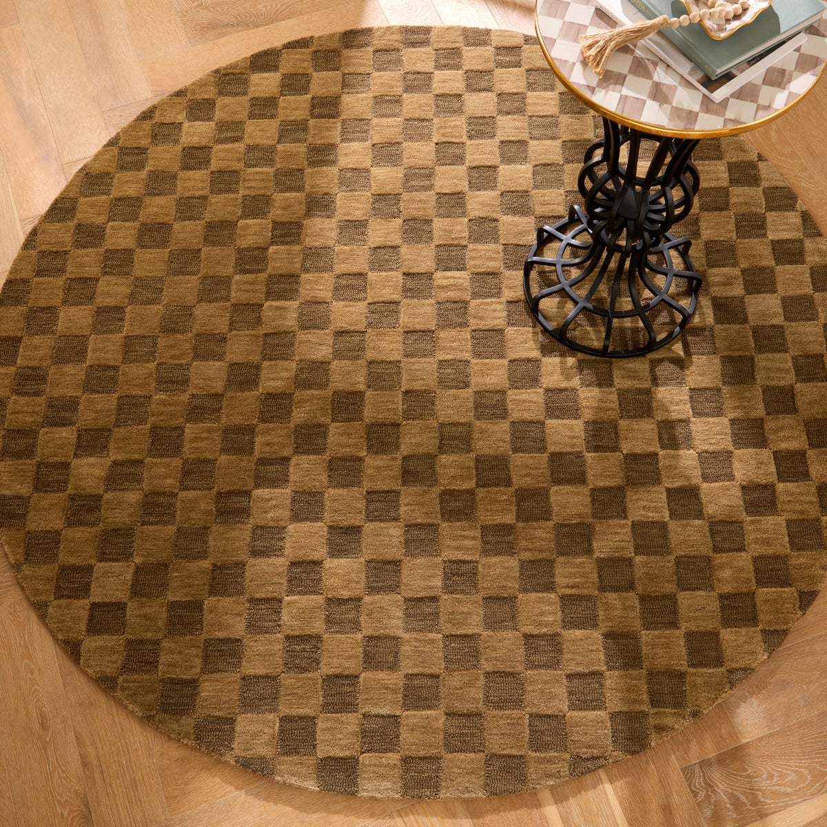 Cocoa Checkerboard 6' Round Rug - Image 2