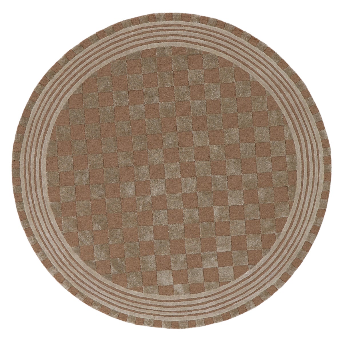 Mocha Tonal Check 6' Round Rug