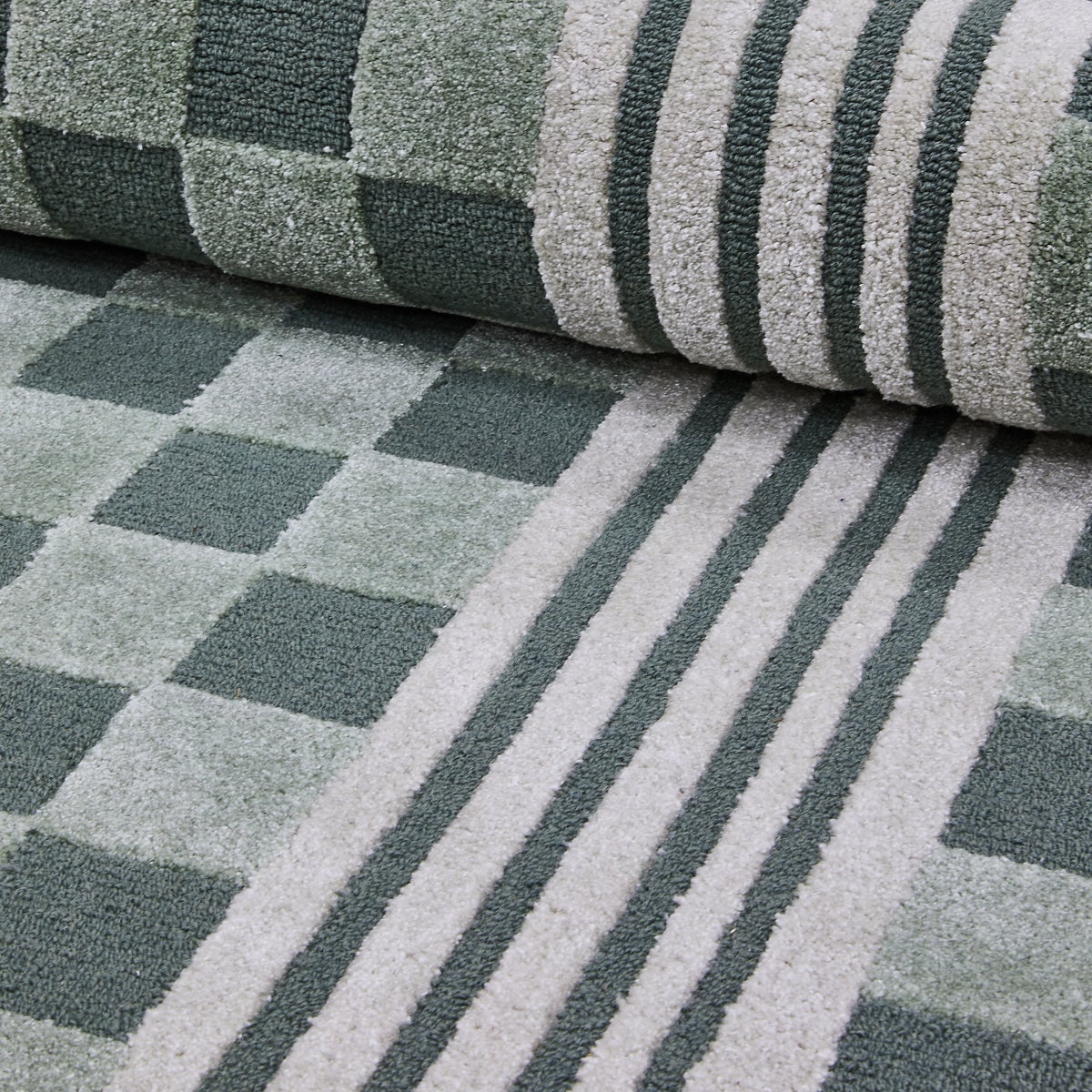 Sage Green Tonal Check 2'6" x 8' Rug - Image 2