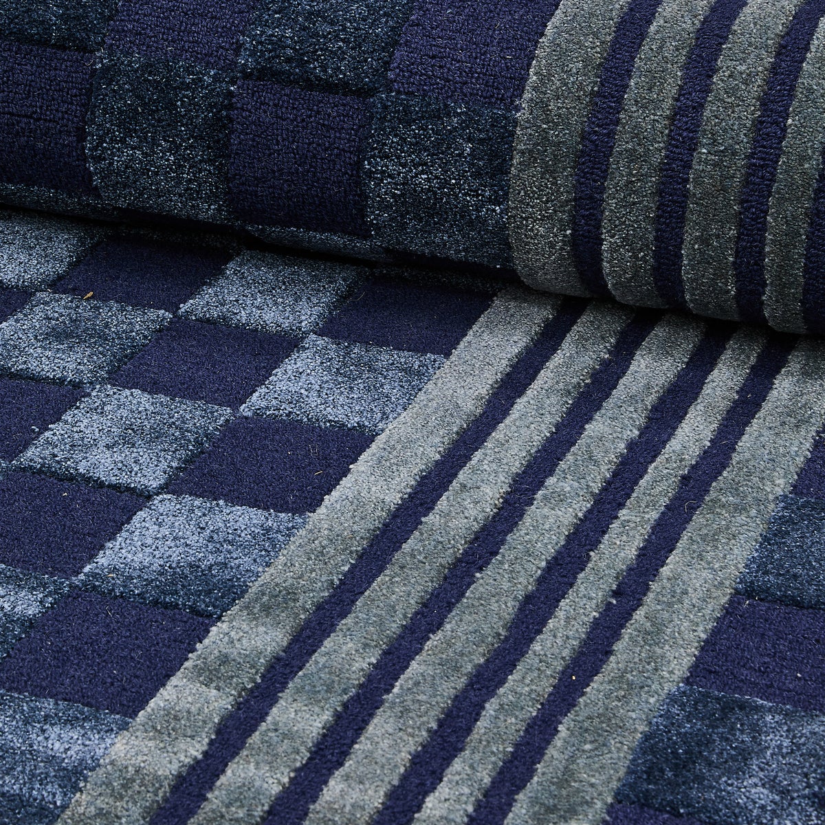 Indigo Blue Tonal Check 5' x 8' Rug - Image 2