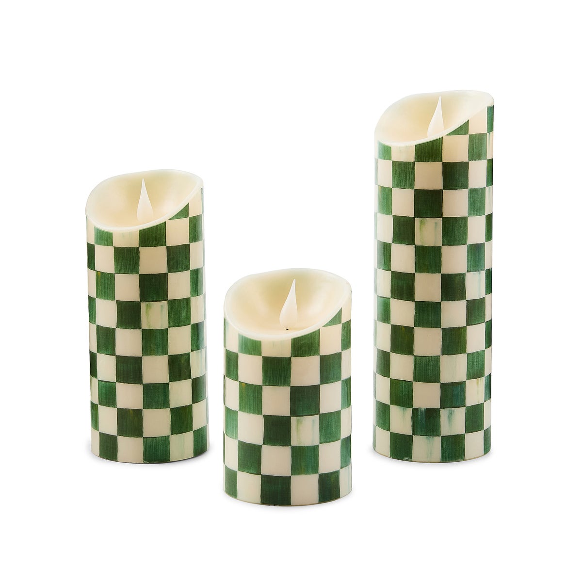 Emerald Check Flameless 5" Pillar Candle - Image 2