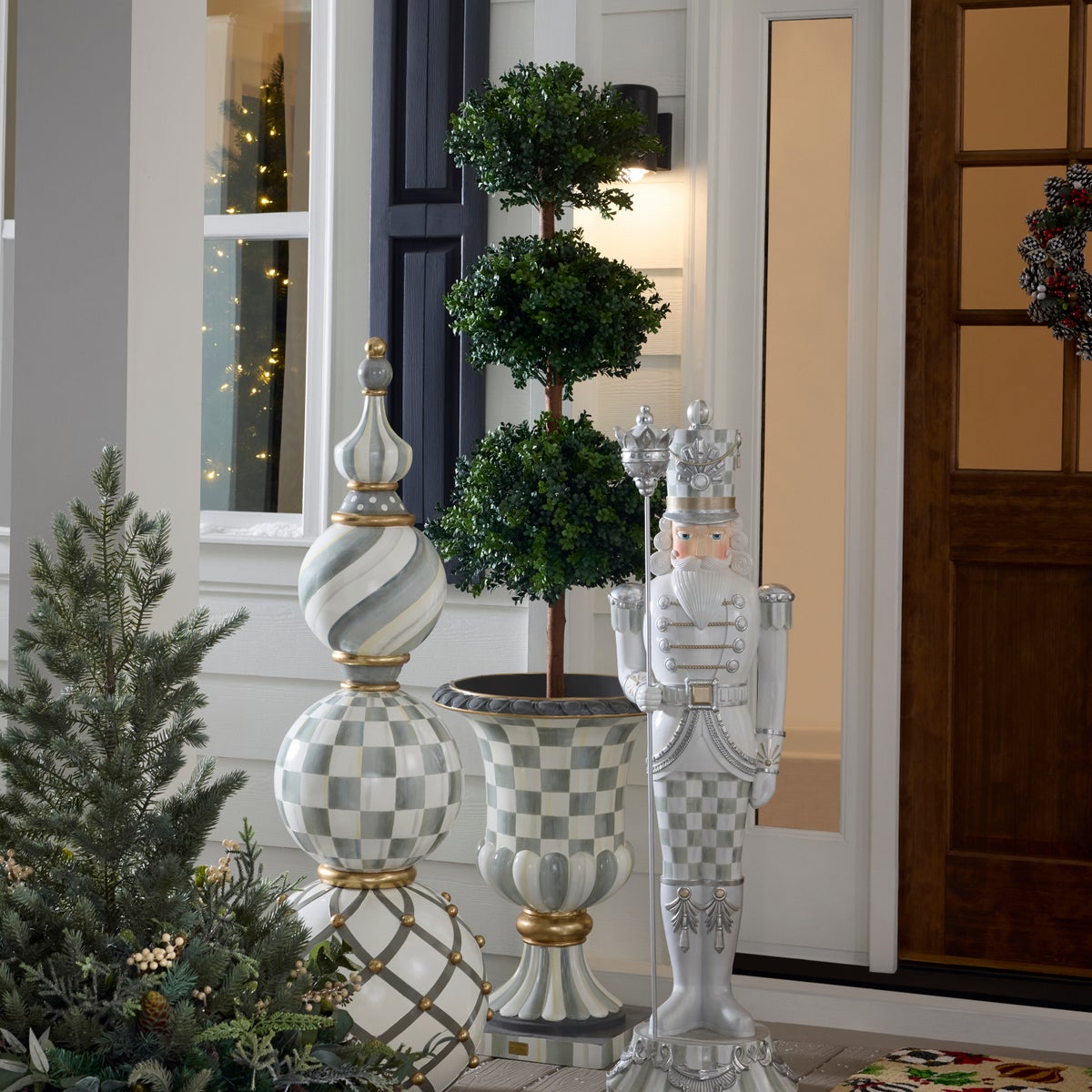 Sterling Check Pedestal Urn - Image 8