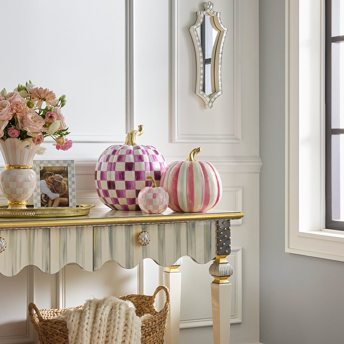 Bubblegum Pink Stripe Medium Pumpkin - Image 2